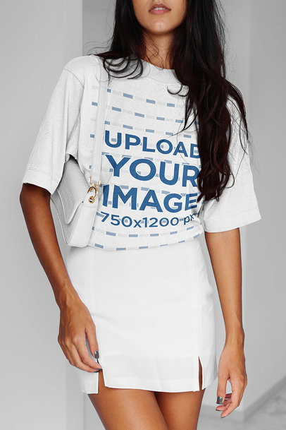 Unisex T-Shirt Mockup of a Woman With A Fashionable Style m6314-r-el2