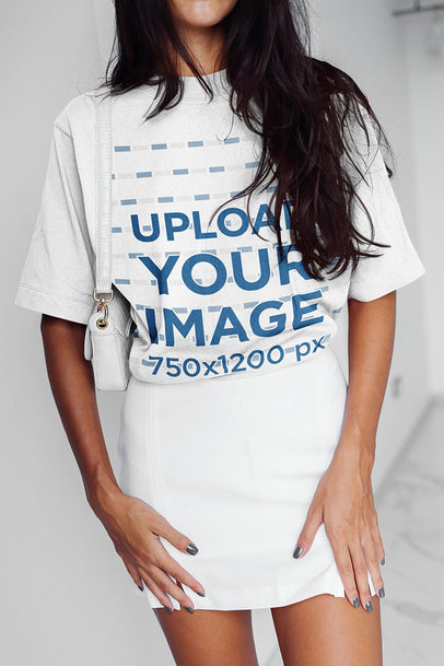 Mockup of a Long-Haired Woman Wearing a Unisex Tee m6310-r-el2