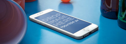 Wide Mockup of an iPhone 6 at a Party