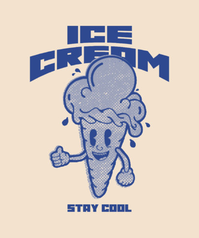 T-Shirt Design Template Featuring a Junk Food Day Theme and an Ice Cream Cartoon