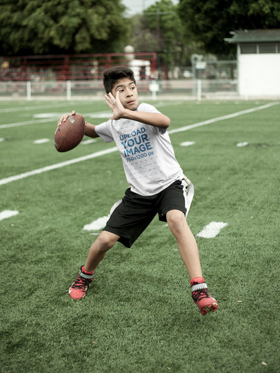 Custom Football Jerseys - Kid About to Throw the Ball at the Field