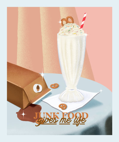 T-Shirt Design Generator Featuring an Illustrated Milkshake for Junk Food Day