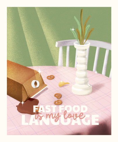 Junk Food Day-Themed T-Shirt Design Maker with a 2D Still-Life Drawing