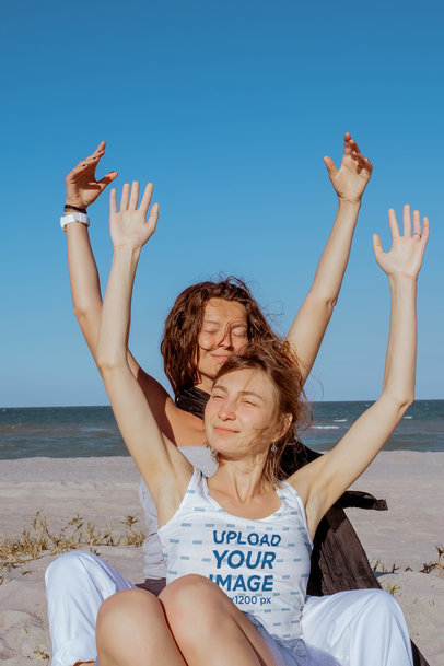 Sublimated Tank Top Mockup of a Woman Enjoying the Sunlight M7396-r-el2