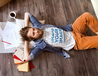 T-Shirt Mockup of an Interior Designer Taking a Break from Work 44908-r-el2