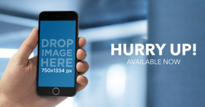 Facebook Ad Mockup of a Man Using an iPhone at the Office