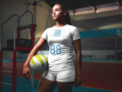 Volleyball Jersey Maker - Teenager Girl Holding a Ball at the Court