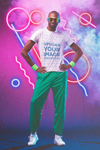 80's-Styled Mockup of a Man Looking Ready for a Cardio Session m11184