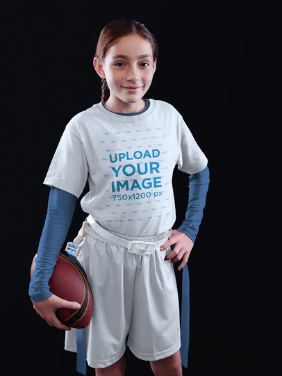 Custom Football Jerseys - Happy Girl in Studio