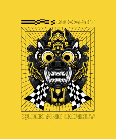 Cyberpunk-Styled T-Shirt Design Template With a Japanese Dragon Graphic