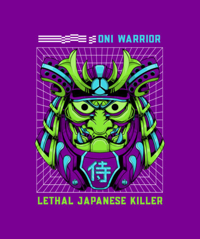 T-Shirt Design Maker With an Illustration of a Cyberpunk Samurai Mask