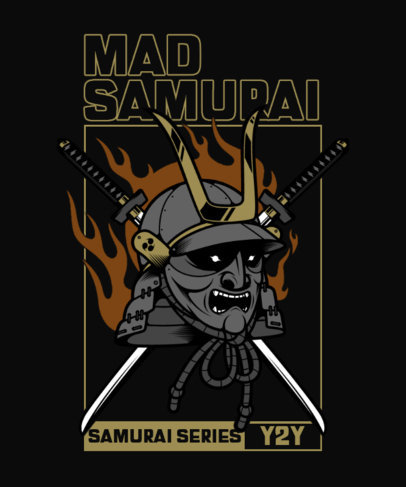 T-Shirt Design Maker Featuring an Angry Samurai Graphic