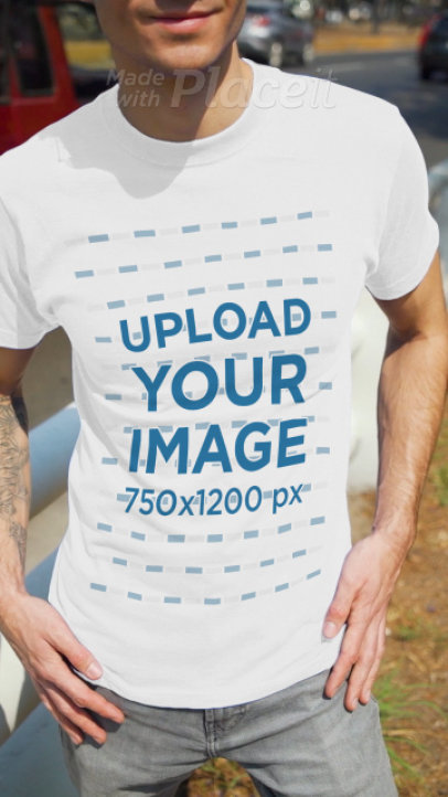T-Shirt Video of a Man Posing by a Road