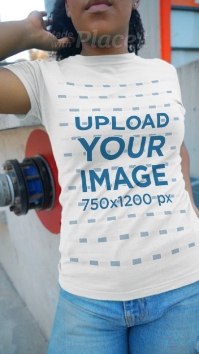 T-Shirt Video of a Young Woman with a Casual Outfit 3592v