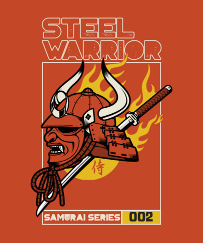 T-Shirt Design Maker Featuring a Samurai Mask Clipart and Flame Graphics 4179d-el1