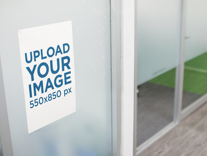 Mockup of a Poster on an Office Window