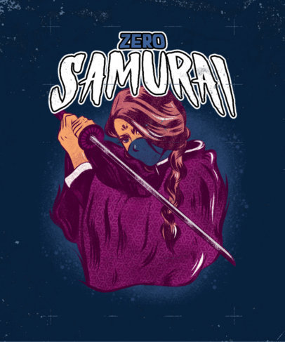 Gaming T-Shirt Design Maker with a Metal-Aesthetic Graphic of a Samurai 4499e
