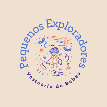 Baby Clothing Store Logo Template Featuring Kids' Doodles