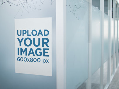 Poster Mockup on a Glass Wall at an Office