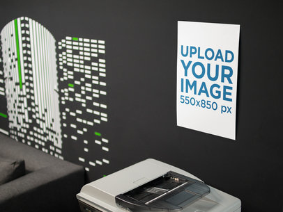 Poster Mockup on a Wall Near the Photocopier a16287