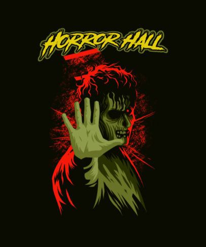 Horror-Themed T-Shirt Design Template Featuring a Zombie Clipart