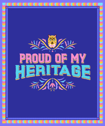 T-Shirt Design Template Featuring a Hispanic Heritage Month Theme and a Frame