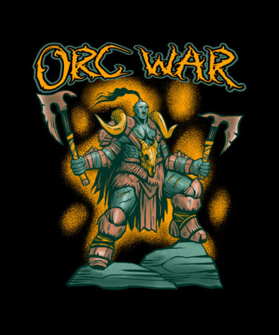 Gaming T-Shirt Design Template Featuring a Strong Orc Illustration 4501i