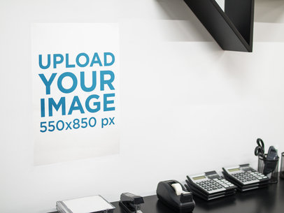 Poster Mockup on a White Wall at the Office