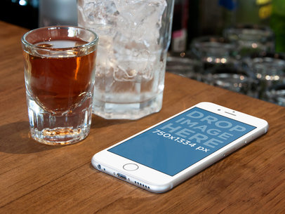 Mockup of an iPhone 6 at a Bar