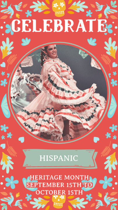 Hispanic Heritage Month-Themed Instagram Story Design Maker Featuring Colorful Graphics and Pictures