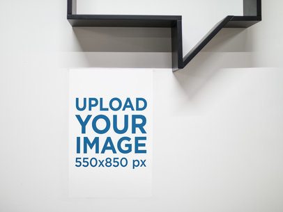 Mockup of a Poster on a Wall Under a Text Balloon a16289