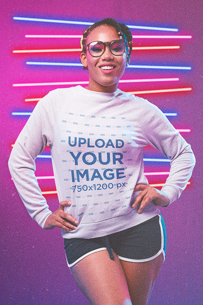 Sweatshirt Mockup of a Fabulous Woman Using '80s-Styled Activewear m11208