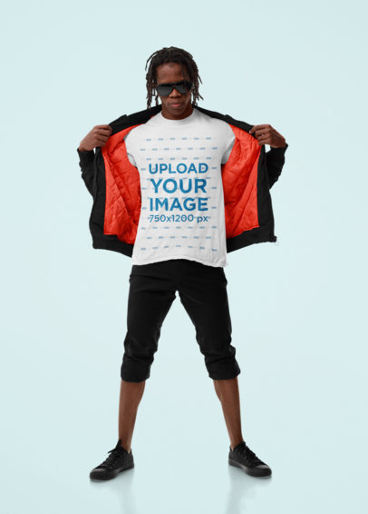 T-Shirt Mockup of a Man Showing Off His Athleisure Outfit