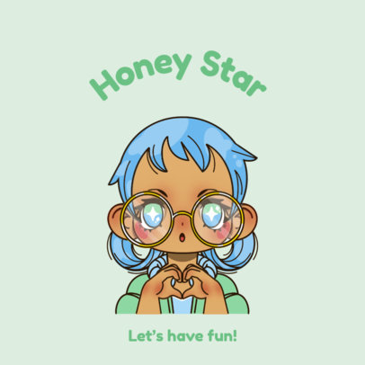 Gaming Logo Template Featuring a Customizable Kawaii-Style Avatar
