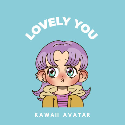 Online Logo Creator with a Lovely Girl Avatar Featuring a Kawaii Style
