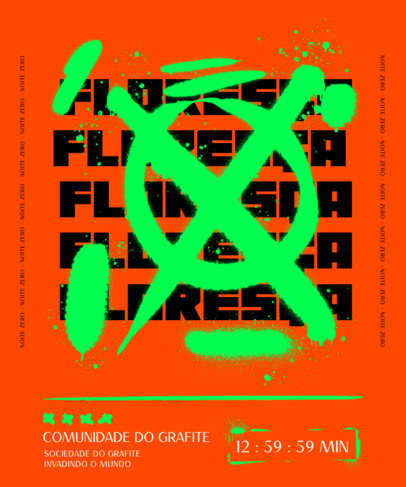 Streetwear-Styled T-Shirt Design Template With Graffiti Graphics 