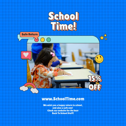 Instagram Post Design Generator Featuring a Back-to-School Promo