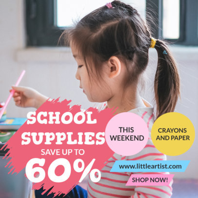 Instagram Post Design Maker Featuring a Back-to-School Sale and Pictures