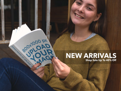 Facebook Ad - Smiling Woman Reading a Book Mockup