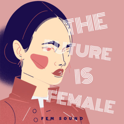 Illustrated Cover Template for a Feminism Podcast 