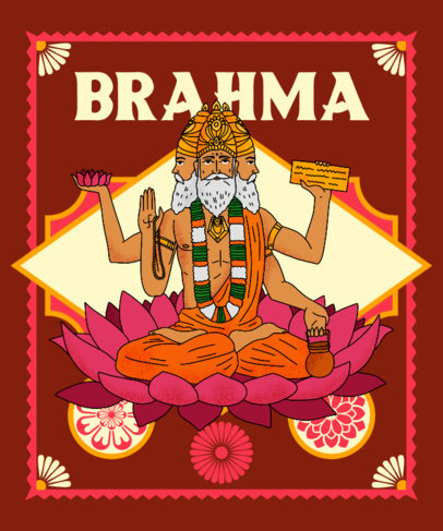 Hinduism T-Shirt Design Maker Featuring a Deity in a Lotus Position 3893e