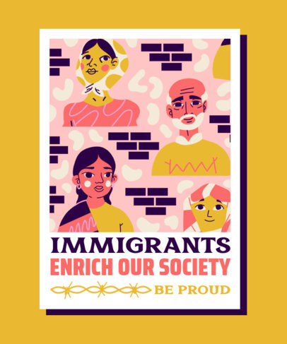 Illustrated T-Shirt Design Generator Featuring a Quote About Immigration 