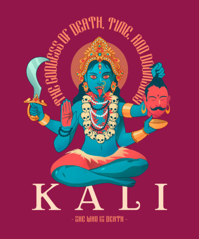 T-Shirt Design Maker with an Illustration of the Hindu Goddess of Death 3891d