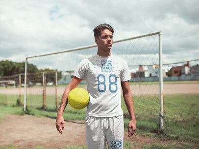 Custom Soccer Jerseys - Man Standing by Goal Posts