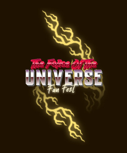 Retro T-Shirt Design Template With Thunders and Metallic Fonts