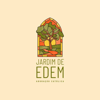 Church Logo Template Featuring a Tree Graphic