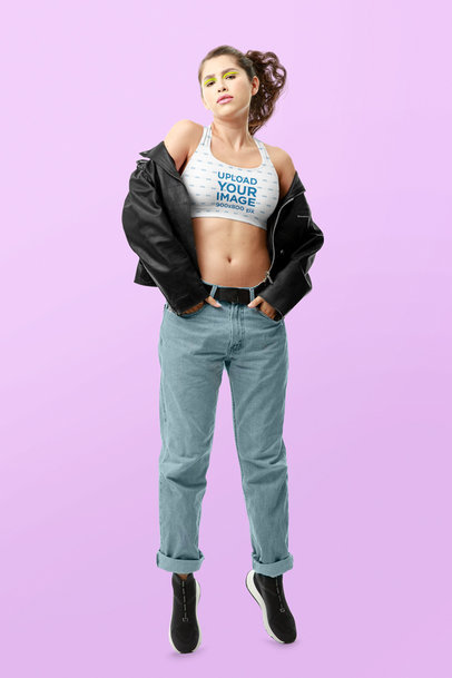Sports Bra Mockup of a Woman Standing on Her Toes