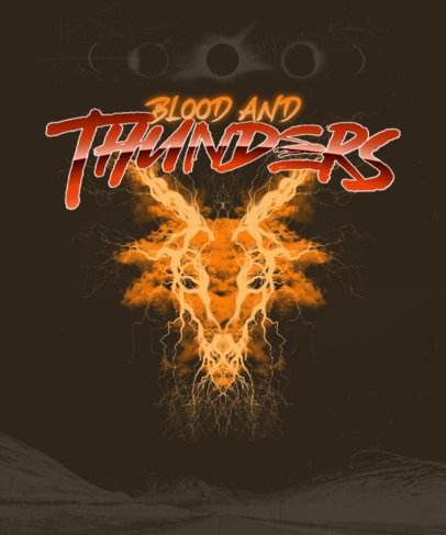 T-Shirt Design Template Featuring a Goat Face and Lightning Aesthetic
