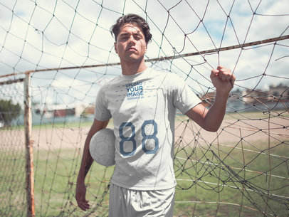 Custom Soccer Jerseys - Dude Holding the Net and the Ball 