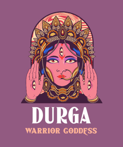 Hinduism-Themed T-Shirt Design Creator With an Illustration of Durga 3890b